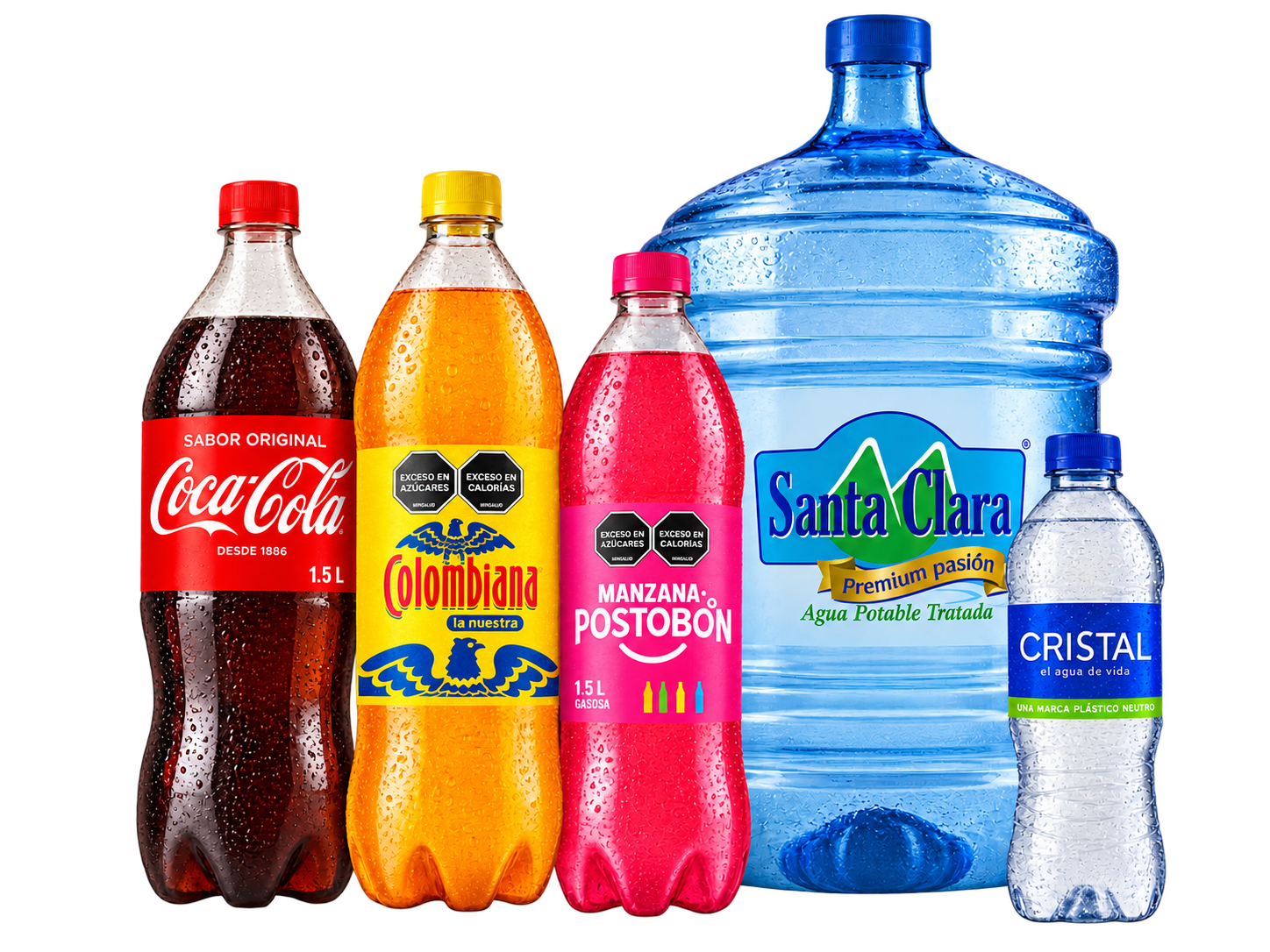 Coca-Cola, Colombiana, Postobón Manzana, Santa Clara y Cristal